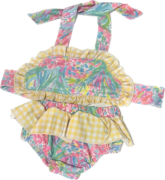 Floral Girl Swimsuit with Ruffles